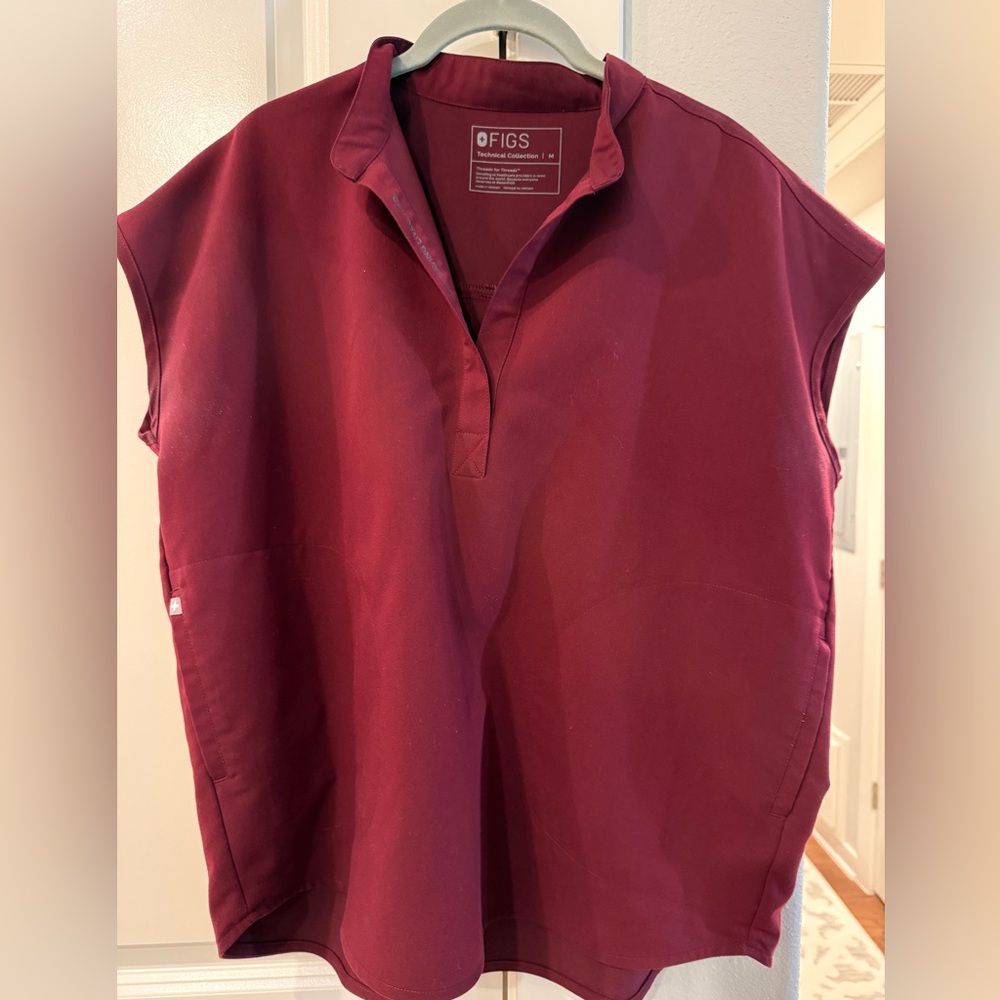 Figs Maroon Womens Rafaela Scrub Top